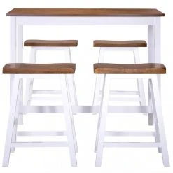VIDAXL Table Et Tabouret De Bar 5 Pcs Bois Massif - Brun - Ensembles De Meubl... -Pegane Shop table et tabouret de bar 5 pcs bois massif brun ensembles de meubles ensembles de meubles de cuisine et de salle a manger brun brun 10666878 27784840 1140x1140