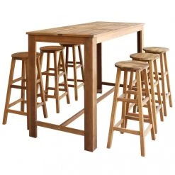 VIDAXL Table Et Tabourets De Bar 7 Pcs Bois D'acacia Massif - Brun - Ensemble...