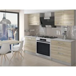 Hucoco TEMPERA - Cuisine Complète Modulaire + Linéaire L 120 Cm 4 Pcs - Pla...