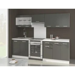 CSTORE ULTRA Cuisine Complète Avec Plan De Travail L 2m40 - Gris Mat