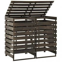 VidaXL Abri De Poubelle Double 140x75x121 Cm Bois De Pin Massif Peint