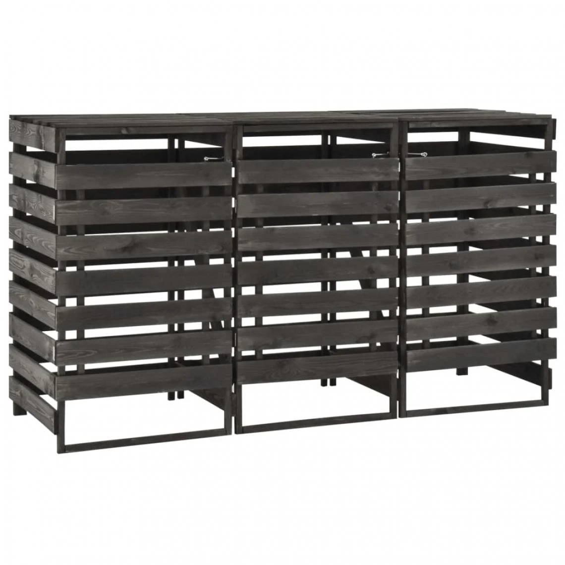 VidaXL Abri De Poubelle Triple 210x75x121 Cm Bois De Pin Massif Peint 2 VidaXL Abri De Poubelle Triple 210x75x121 Cm Bois De Pin Massif Peint - Image 2