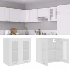 VidaXL Armoire En Verre Suspendue Blanc 60x31x60 Cm Aggloméré