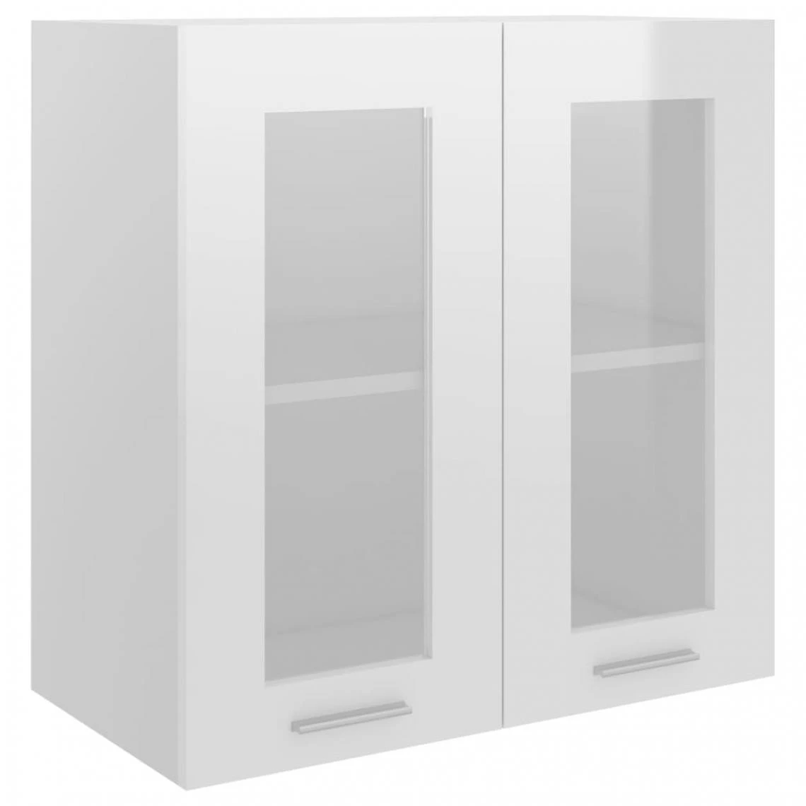 VidaXL Armoire En Verre Suspendue Blanc Brillant 60x31x60 Cm Agglomér... 2 VidaXL Armoire En Verre Suspendue Blanc Brillant 60x31x60 Cm Agglomér... - Image 2