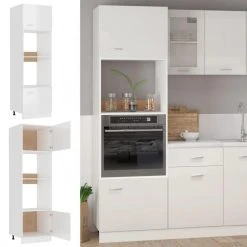 VidaXL Armoire à Micro-ondes Blanc Brillant 60x57x207 Cm Aggloméré