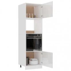 VidaXL Armoire à Micro-ondes Blanc Brillant 60x57x207 Cm Aggloméré -Pegane Shop vidaxl armoire de cuisine blanc brillant 60x57x207 cm agglomere 8096631 20621755 1140x1140