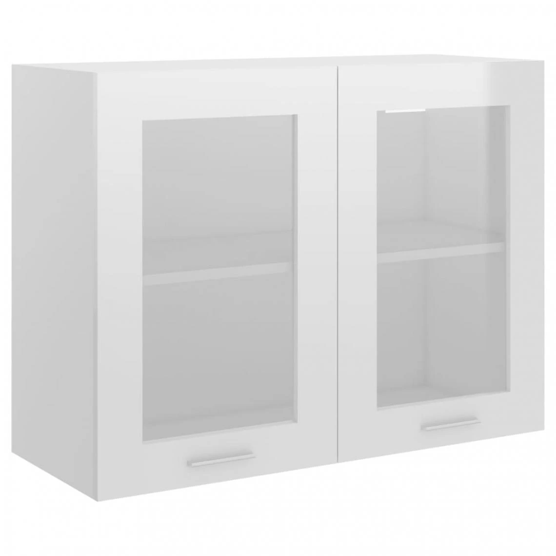 VidaXL Armoire En Verre Suspendue Blanc Brillant 80x31x60 Cm Agglomér... 2 VidaXL Armoire En Verre Suspendue Blanc Brillant 80x31x60 Cm Agglomér... - Image 2
