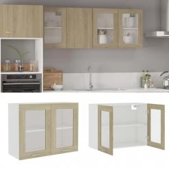 VidaXL Armoire En Verre Suspendue Chêne Sonoma 80x31x60 Cm Agglomér?...