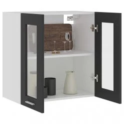 VidaXL Armoire En Verre Suspendue Gris 60x31x60 Cm Aggloméré -Pegane Shop vidaxl armoire de cuisine gris 60x31x60 cm agglomere 8096825 20622725 1140x1140