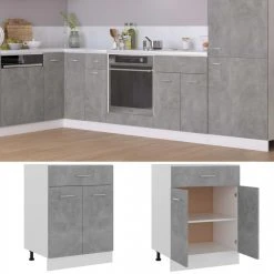 VidaXL Armoire De Plancher à Tiroir Gris Béton 60x46x81,5 Cm Agglom?...