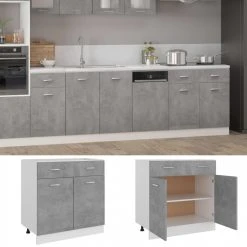 VidaXL Armoire De Plancher à Tiroir Gris Béton 80x46x81,5 Cm Agglom?...