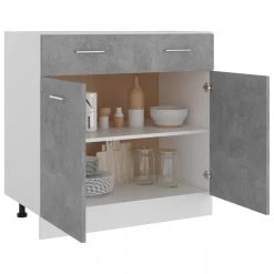 VidaXL Armoire De Plancher à Tiroir Gris Béton 80x46x81,5 Cm Agglom?... -Pegane Shop vidaxl armoire de cuisine gris beton 80x46x815 cm agglomere 8096767 20622435 1140x1140