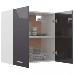 VidaXL Armoire Suspendue Gris Brillant 60x31x60 Cm Aggloméré -Pegane Shop vidaxl armoire de cuisine gris brillant 60x31x60 cm agglomere 8418865 21334333 1140x1140