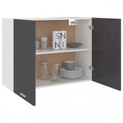 VidaXL Armoire Suspendue Gris Brillant 80x31x60 Cm Aggloméré -Pegane Shop vidaxl armoire de cuisine gris brillant 80x31x60 cm agglomere 8096693 20622065 1140x1140