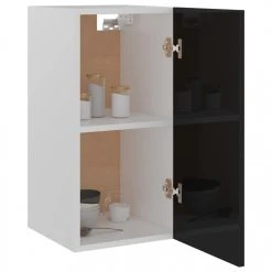 VidaXL Armoire Suspendue Noir Brillant 29,5x31x60 Cm Aggloméré -Pegane Shop vidaxl armoire de cuisine noir brillant 295x31x60 cm agglomere 8418921 21334615 1140x1140