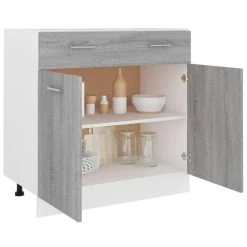 VidaXL Armoire De Plancher à Tiroir Sonoma Gris 80x46x81,5 Cm -Pegane Shop vidaxl armoire de plancher a tiroir sonoma gris 80x46x815 cm 13460952 36836652 1140x1140