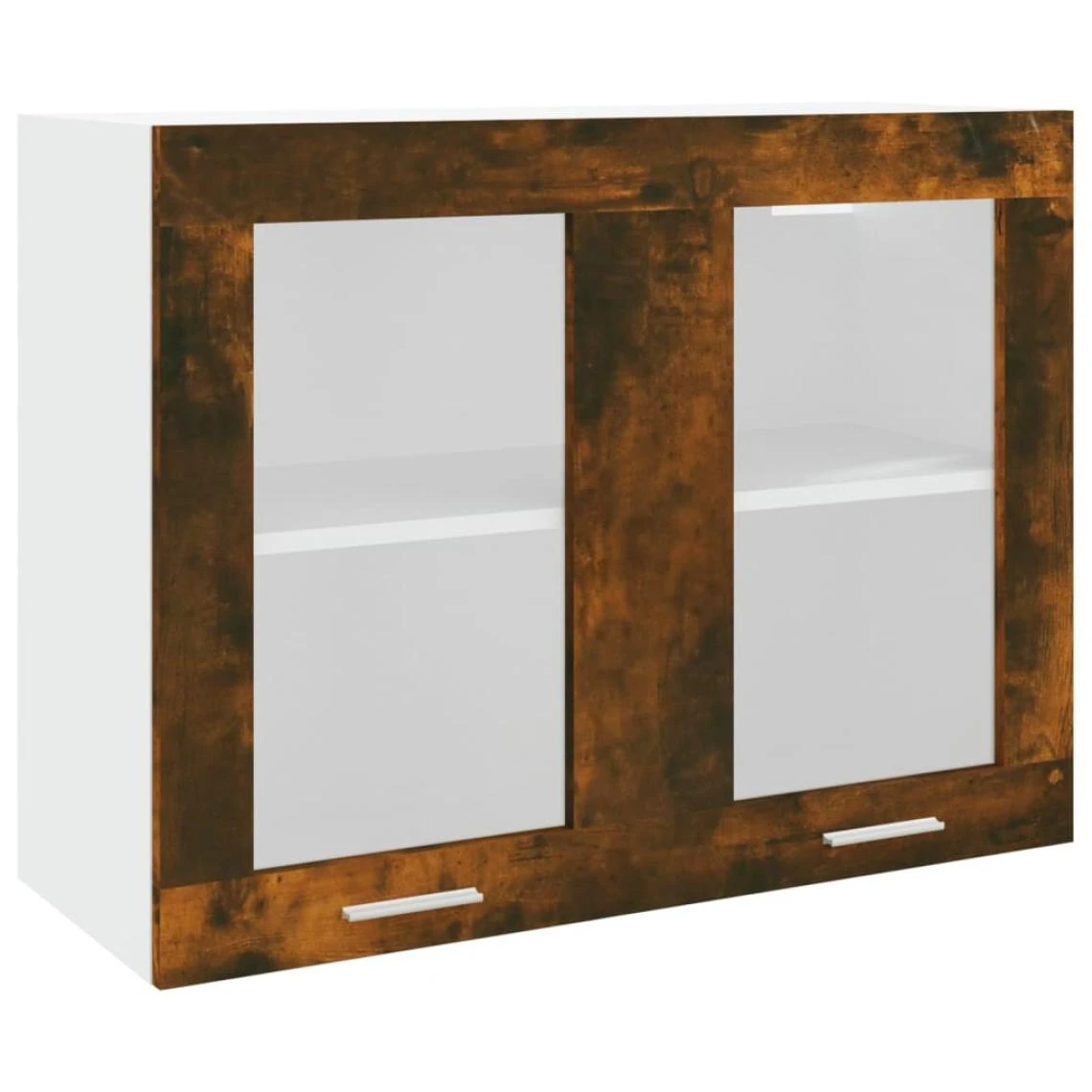 VidaXL Armoire En Verre Suspendue Chêne Fumé 80x31x60 Cm 2 VidaXL Armoire En Verre Suspendue Chêne Fumé 80x31x60 Cm - Image 2