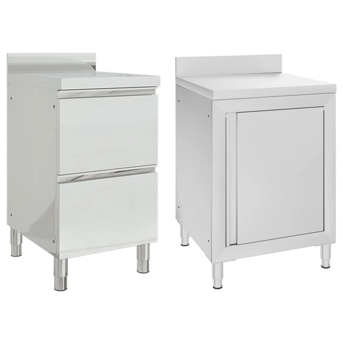 VidaXL Armoires De Cuisine Commerciale 2 Pcs Acier Inoxydable 1 VidaXL Armoires De Cuisine Commerciale 2 Pcs Acier Inoxydable