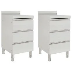 VidaXL Armoires De Cuisine Commerciale Avec 3 Tiroirs 2 Pcs Inox