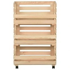 VidaXL Chariot à Légumes 37x30x80 Cm Bois De Pin Solide -Pegane Shop vidaxl chariot a legumes 37x30x80 cm bois de pin solide 11943142 31636684 1140x1140