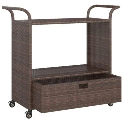 VidaXL Chariot De Bar Avec Tiroir Marron 100x45x97 Cm Résine Tressée -Pegane Shop vidaxl chariot de bar avec tiroir marron 100x45x97 cm resine tressee 11943118 31636566 1140x1140