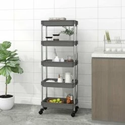 VidaXL Chariot De Cuisine 5 Niveaux Gris 42x29x128 Cm Fer Et ABS