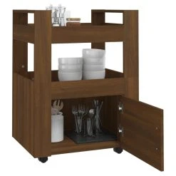 VidaXL Chariot De Cuisine Chêne Marron 60x45x80 Cm Bois D'ingénierie -Pegane Shop vidaxl chariot de cuisine chene marron 60x45x80 cm bois dingenierie 13695308 37759342 1140x1140