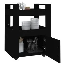 VidaXL Chariot De Cuisine Noir 60x45x80 Cm Bois D'ingénierie 8 VidaXL Chariot De Cuisine Noir 60x45x80 Cm Bois D'ingénierie -Pegane Shop vidaxl chariot de cuisine noir 60x45x80 cm bois dingenierie 13700458 37784208 1140x1140