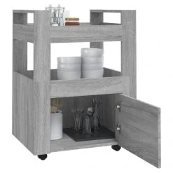 VidaXL Chariot De Cuisine Sonoma Gris 60x45x80 Cm Bois D'ingénierie -Pegane Shop vidaxl chariot de cuisine sonoma gris 60x45x80 cm bois dingenierie 13695316 37759378 1140x1140