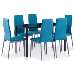 VidaXL Ensemble à Dîner 7 Pcs Bleu