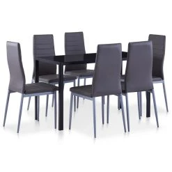 VidaXL Ensemble à Dîner 7 Pcs Gris