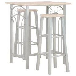 VidaXL Ensemble De Bar 3 Pcs Bois Et Acier