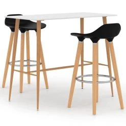 VidaXL Ensemble De Bar 3 Pcs Noir Et Blanc