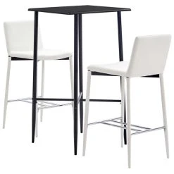 VidaXL Ensemble De Bar 3 Pcs Similicuir Blanc