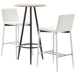 VidaXL Ensemble De Bar 3 Pcs Similicuir Blanc