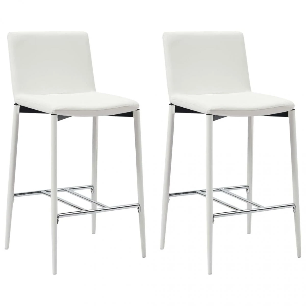 VidaXL Ensemble De Bar 3 Pcs Similicuir Blanc 5 VidaXL Ensemble De Bar 3 Pcs Similicuir Blanc - Image 5