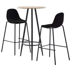 VidaXL Ensemble De Bar 3 Pcs Tissu Noir