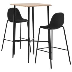 VidaXL Ensemble De Bar 3 Pcs Tissu Noir