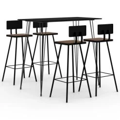 VidaXL Ensemble De Bar 5 Pcs Noir