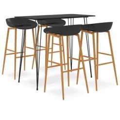 VidaXL Ensemble De Bar 5 Pcs Noir