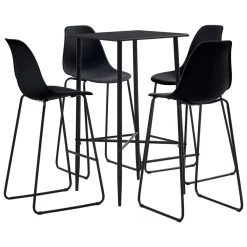 VidaXL Ensemble De Bar 5 Pcs Plastique Noir