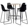 VidaXL Ensemble De Bar 5 Pcs Plastique Noir