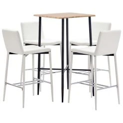 VidaXL Ensemble De Bar 5 Pcs Similicuir Blanc