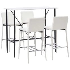 VidaXL Ensemble De Bar 5 Pcs Similicuir Blanc