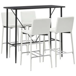 VidaXL Ensemble De Bar 5 Pcs Similicuir Blanc