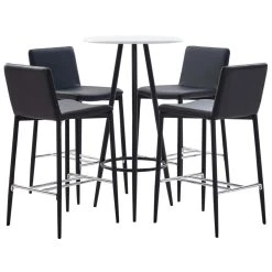 VidaXL Ensemble De Bar 5 Pcs Similicuir Noir