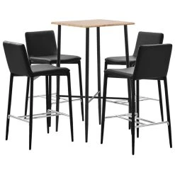 VidaXL Ensemble De Bar 5 Pcs Similicuir Noir