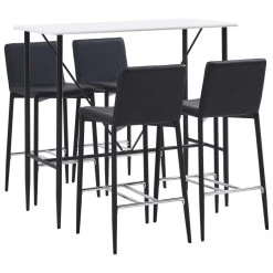 VidaXL Ensemble De Bar 5 Pcs Similicuir Noir