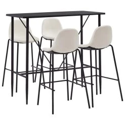 VidaXL Ensemble De Bar 5 Pcs Tissu Crème