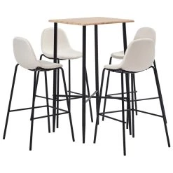 VidaXL Ensemble De Bar 5 Pcs Tissu Crème